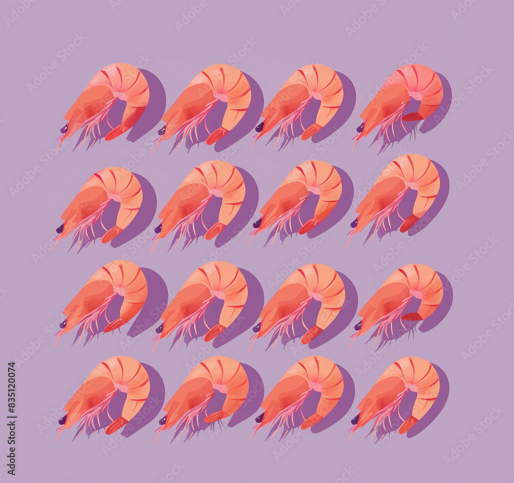 Shrimp icon in flat style, fresh sea food. Isolated on purple background. Shrimp icon in flat style, fresh sea food. Isolated on purple background.