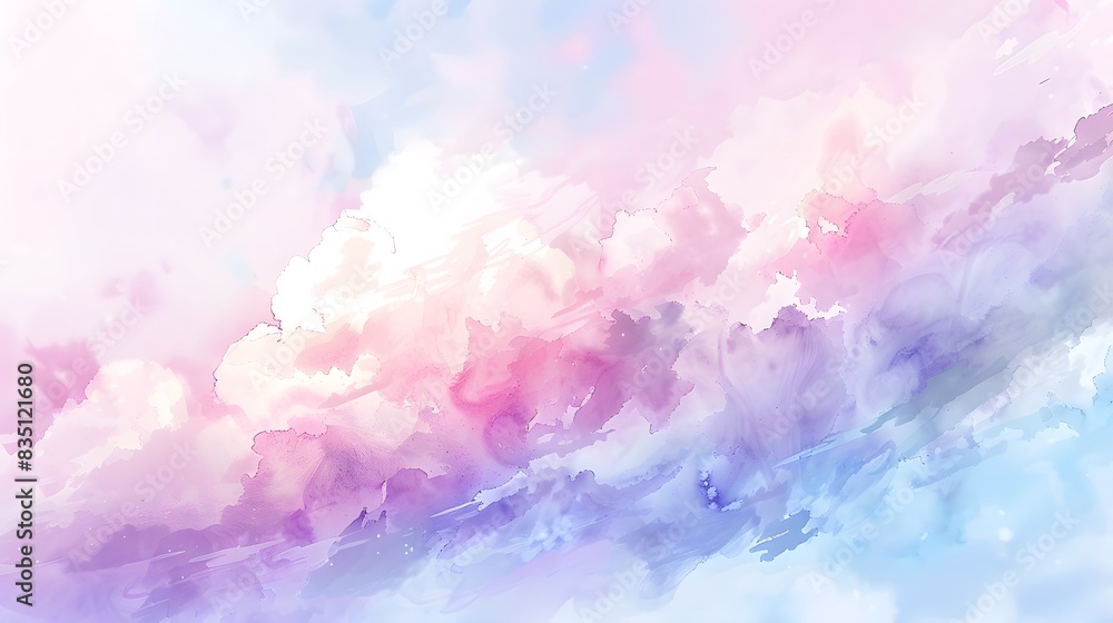 Soft Pastel Watercolor Clouds in Dreamy Sky Soft Pastel Watercolor Clouds in Dreamy Sky