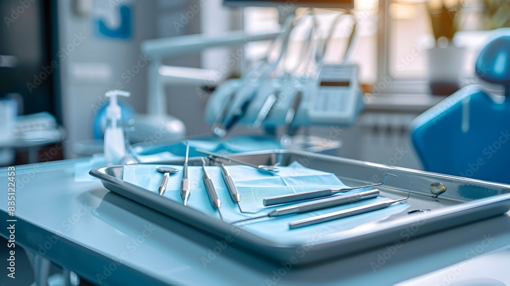 Dentist Office with Neatly Arranged Tools for Next Patient Dentist Office with Neatly Arranged Tools for Next Patient