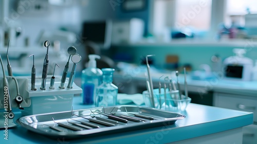 Wallpaper Mural Dental Office with Neatly Arranged Tools Ready for Next Patient Torontodigital.ca