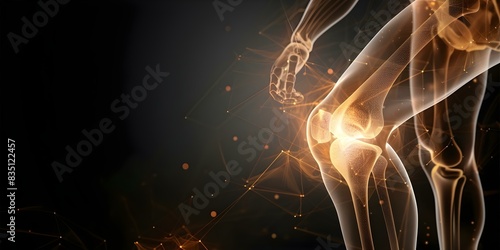 Illustration of how joint pain and stiffness in osteoarthritis restrict movement. Concept Osteoarthritis, Joint Pain, Stiffness, Movement Restrictions, Illustration,