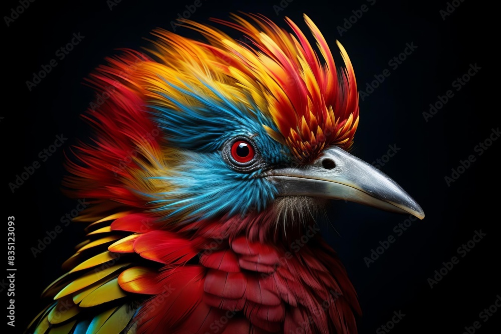 Obraz premium A bird with vibrant, colorful feathers,