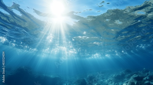 Sunlight Penetrating the Tranquil, Crystal Clear Waters of the Ocean