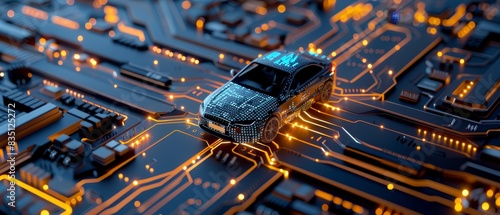 Modern Technology Concept: New software-defined vehicle system chip enhances automotive sector