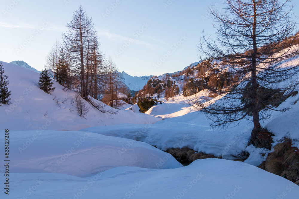 beautiful alpine landscape covered with snow beautiful alpine landscape covered with snow