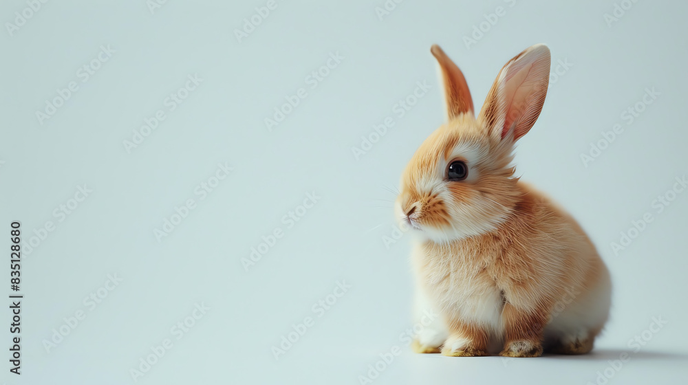 Craft a visually striking portrayal of a charming rabbit at a tilted angle