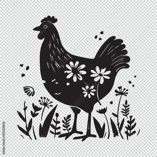 Chicken logo art design, vector illustration on transparent background