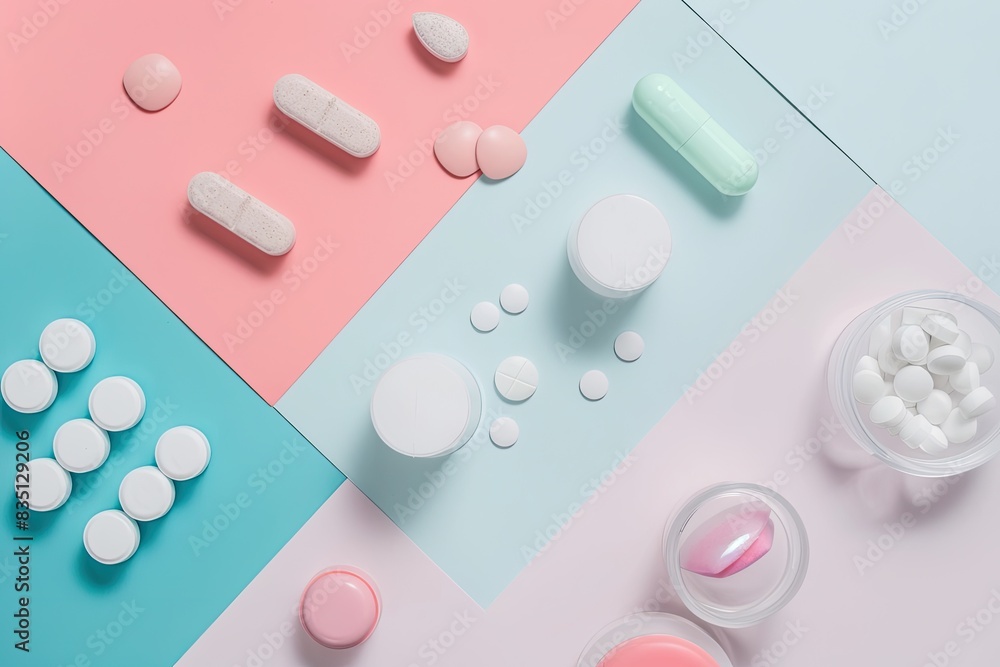 Balanced use of white space and soft pastel colors, creating a minimalist health theme Balanced use of white space and soft pastel colors, creating a minimalist health theme