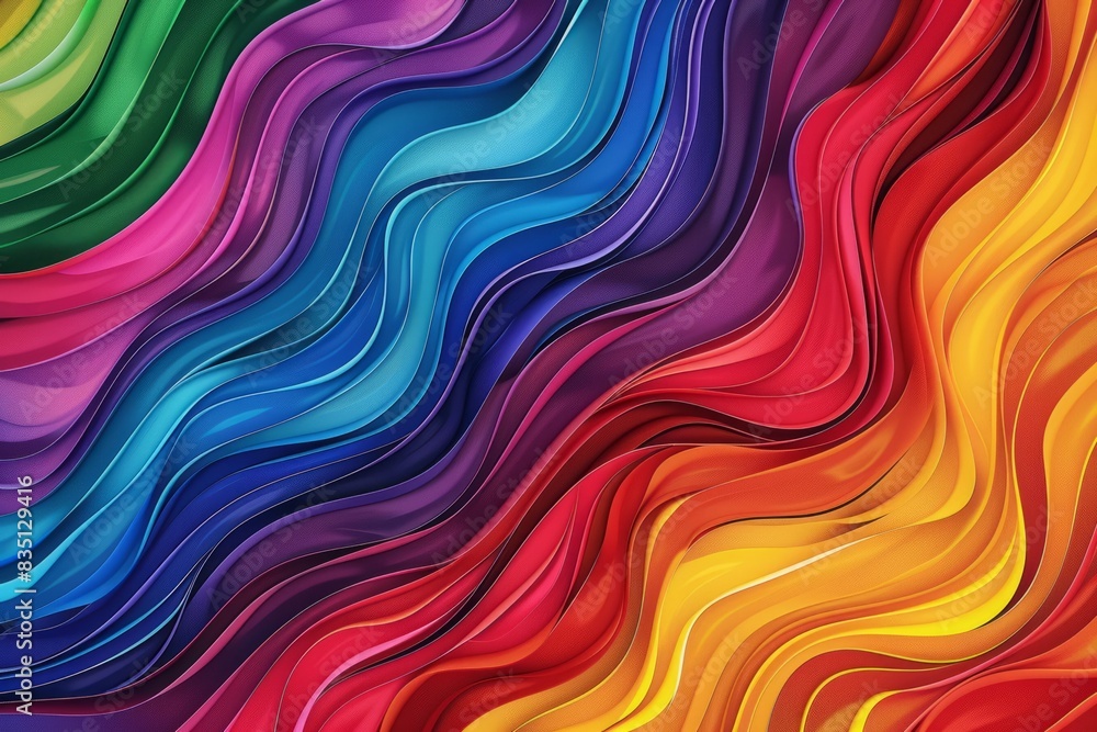 Vibrant abstract wave pattern in a spectrum of colors creating a dynamic and eye-catching visual experience, suitable for various design projects. Vibrant abstract wave pattern in a spectrum of colors creating a dynamic and eye-catching visual experience, suitable for various design projects.