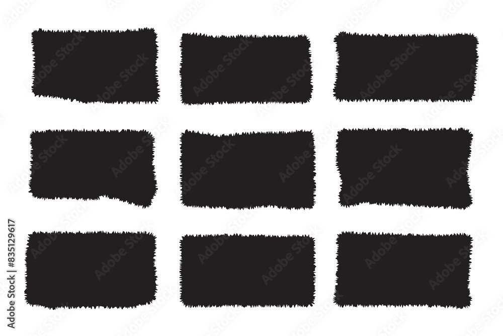 Set of jagged rectangle, torn paper frames vector illustration Set of jagged rectangle, torn paper frames vector illustration