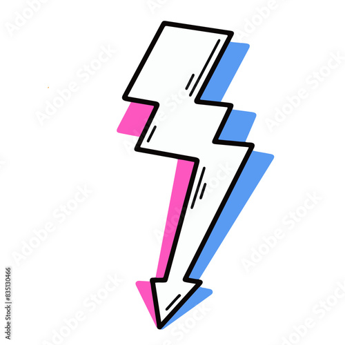 Eclair cartoon rose, bleu et blanc