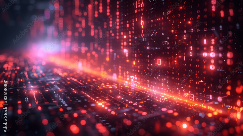 Obraz premium Protecting information: digital lock and code matrix in a cybersecurity theme.