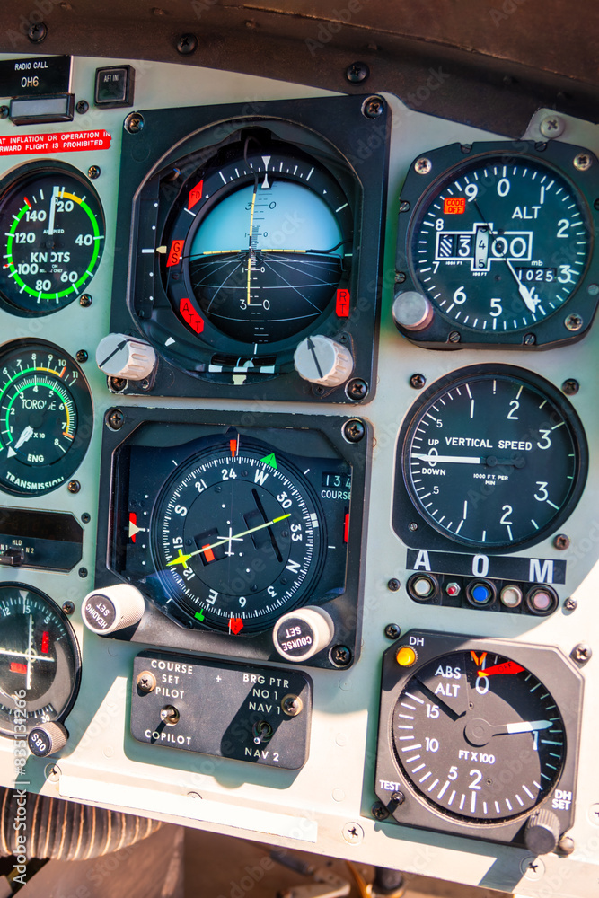 dials and gauges in a helicopter plane cockpit dials and gauges in a helicopter plane cockpit