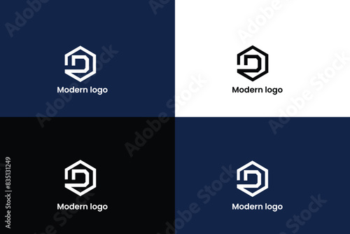 letter d logo, letter d and hexagon icon logo, letter cd logo, icon, emblem