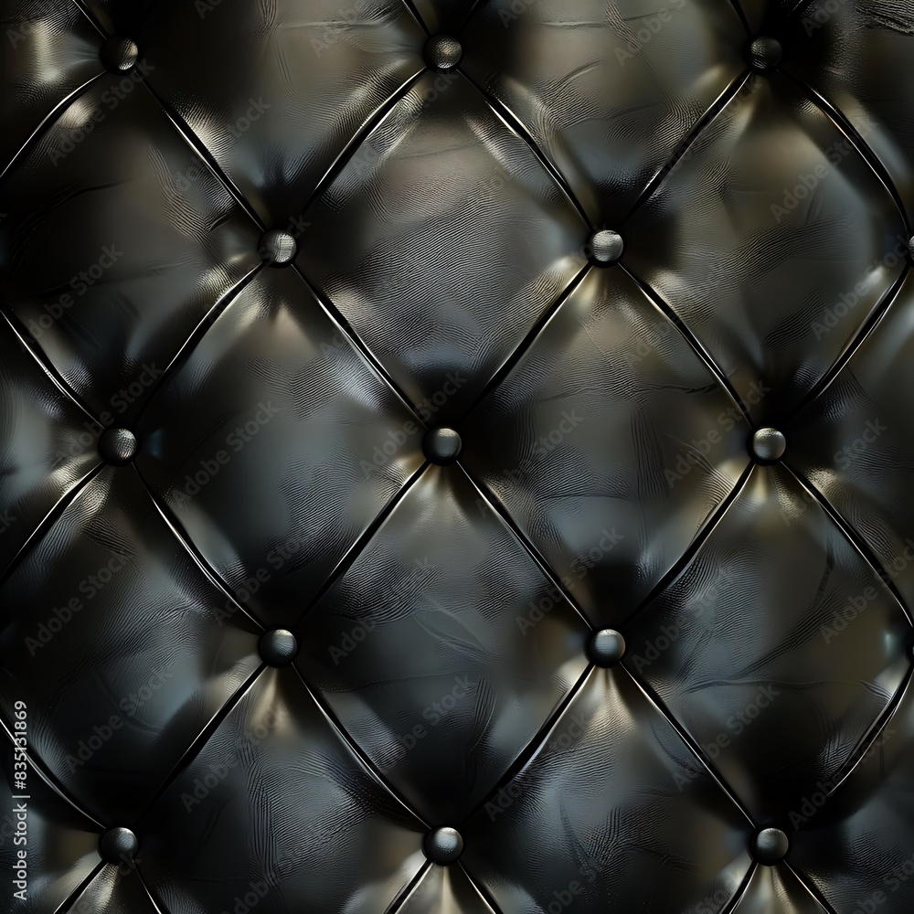 Naklejka premium Sepia luxury buttoned black leather 