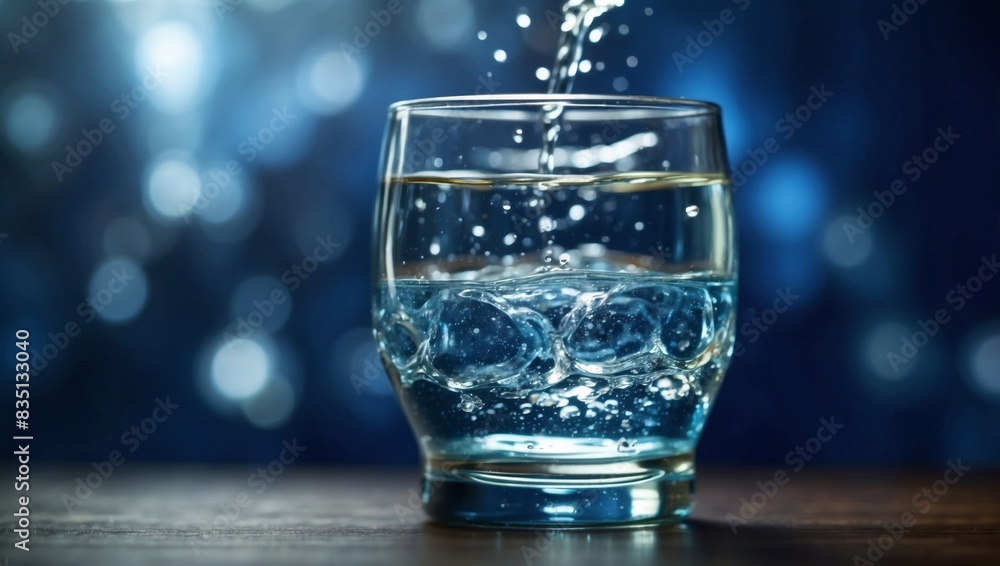 custom made wallpaper toronto digitalClear, pristine water is poured from the bottle into a glass beaker Water pours out from a crowded glass on a blue background Water is poured from a full Round glass.