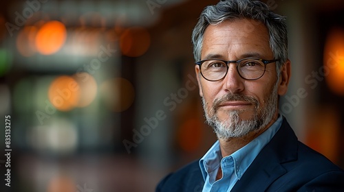 sharp executive portrait with a modern corporate background captured using HighSpeed Photography and InBody Image Stabilization to freeze the professional demeanor and vibrant collaboration photo