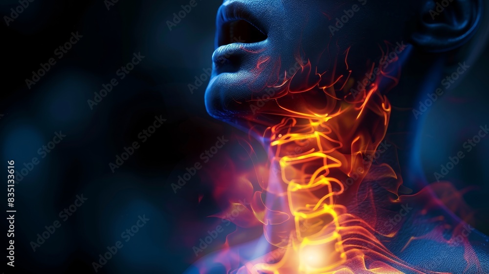 Laboratory and Medical Health Concept: Indications of Cancer may be shown by difficulty in swallowing Laboratory and Medical Health Concept: Indications of Cancer may be shown by difficulty in swallowing