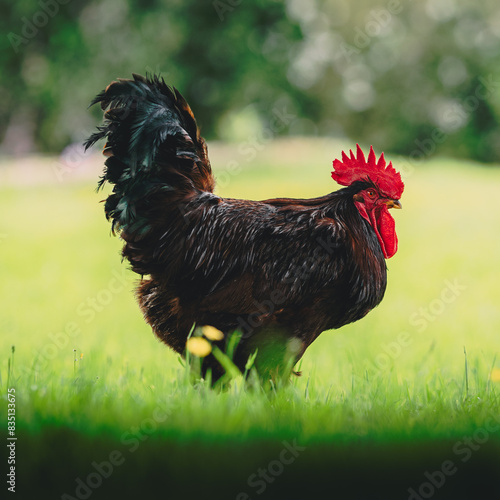 rooster on the grass