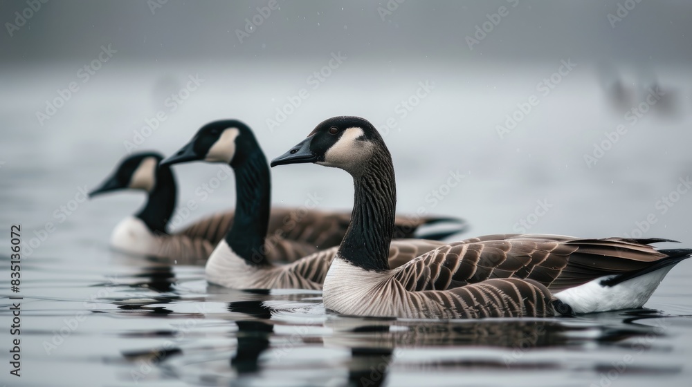 Fototapeta premium Geese are swimming in the water