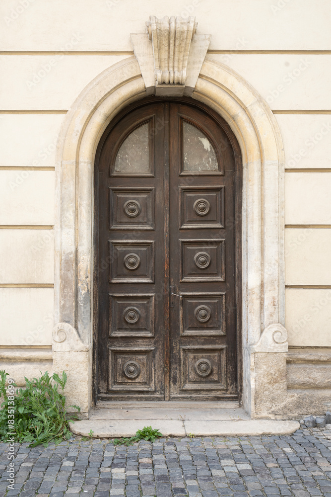 Fototapeta premium An old home entrance door in Bucharest, Romania