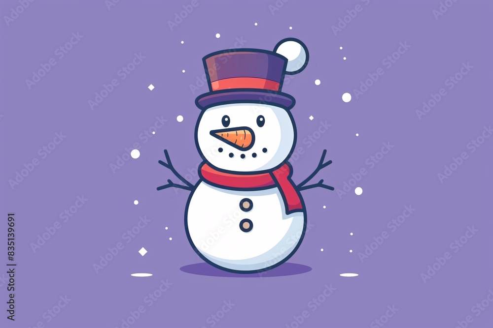 a cartoon snowman with a hat and scarf a cartoon snowman with a hat and scarf