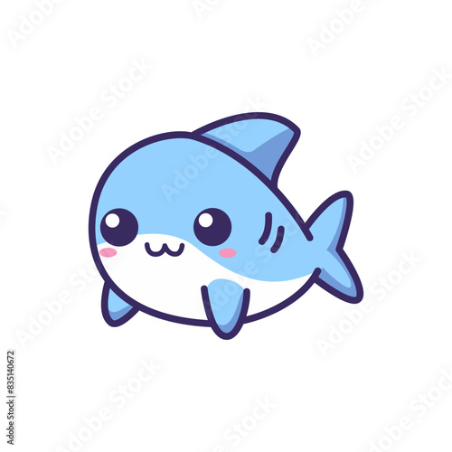 cute shark cartoon character kawaii vector illustration template design