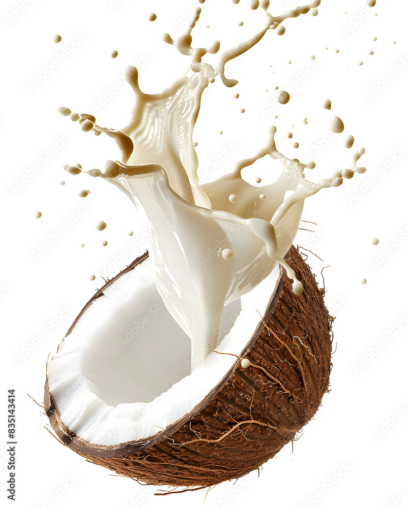 Coconut milk splash isolated on white background Coconut milk splash isolated on white background