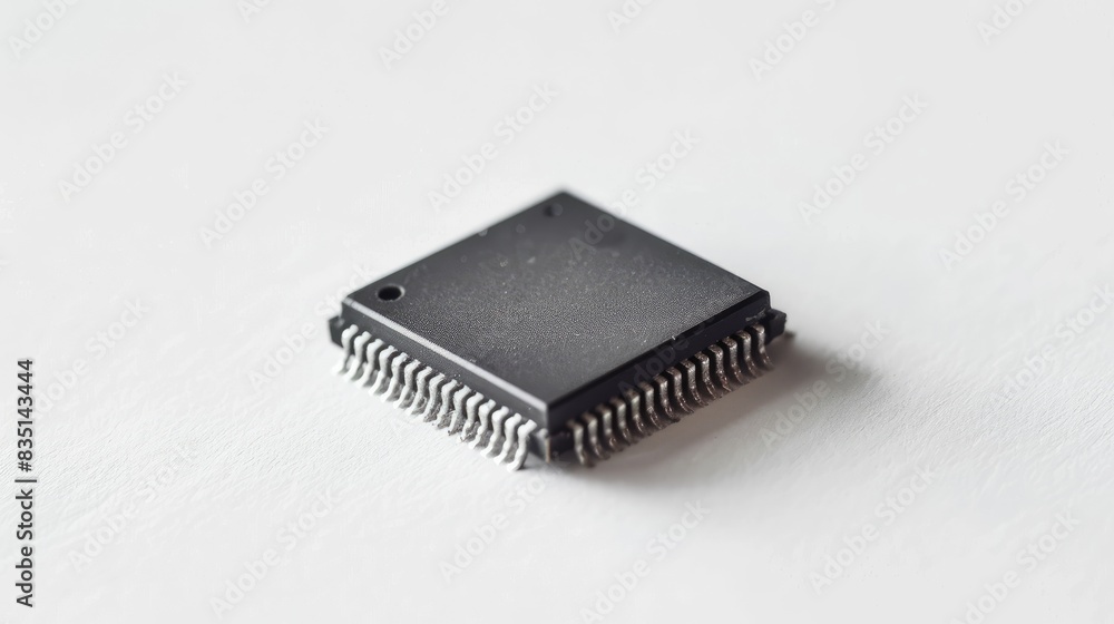 Microchip photographed on a white background Microchip photographed on a white background