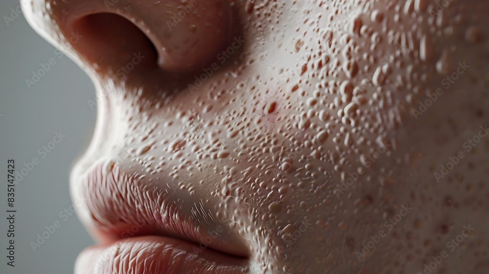 Fototapeta premium Detailed Human Skin Texture with Acne: Insight for TV Advertisements