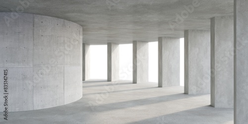 Empty  concrete space interior with sunlight and shadow, 3d rendering © Suwatchai