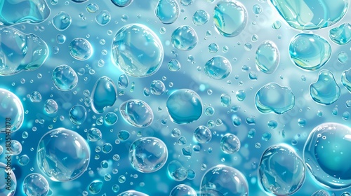 Blue Bubbles Underwater with a Light Blue Background