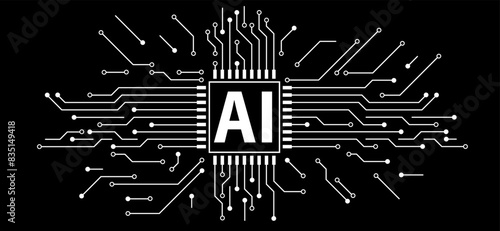 Artificial intelligence AI pictogram. Technology related to artificial intelligence, computers and systems that are intelligent, graphic of robot. Vector ai generated logo or symbol. Tech icon