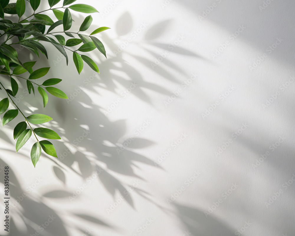 shadow of leaves on the white wall with light2, generative ai shadow of leaves on the white wall with light2, generative ai