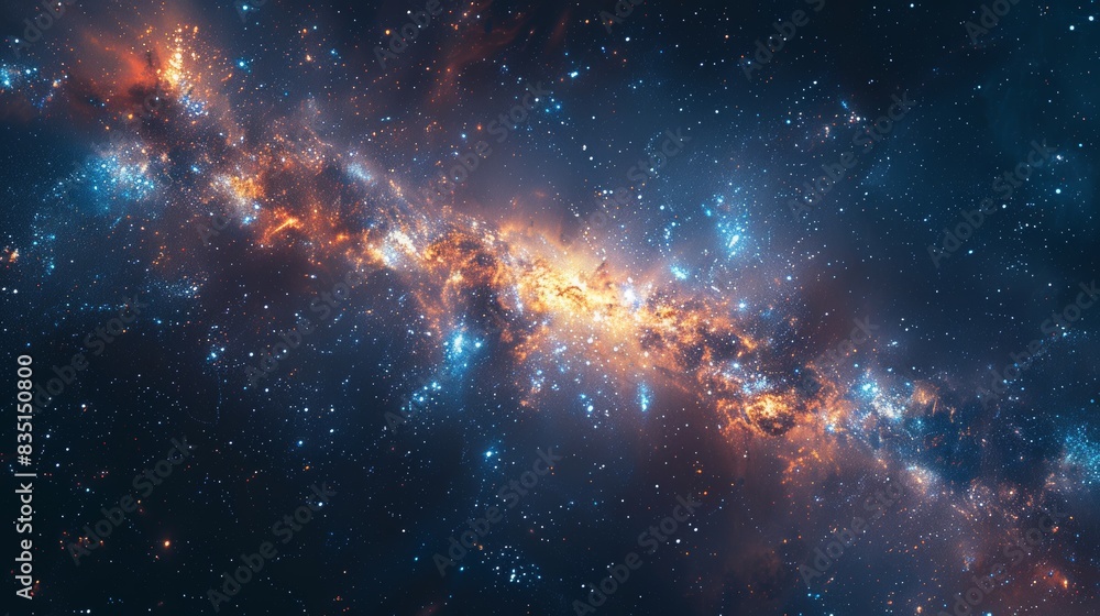 Fototapeta premium A galaxy with a bright orange star in the middle