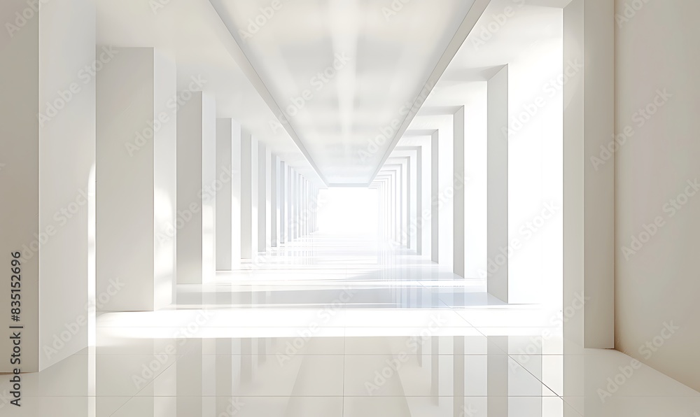 Fototapeta premium Empty white hall. Vector illustration. 