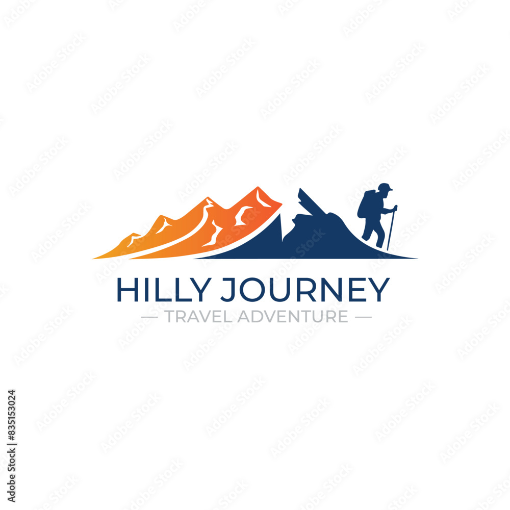 Mountain Landscape with Sunrise Logo EPS - Perfect for Travel and Adventure Branding