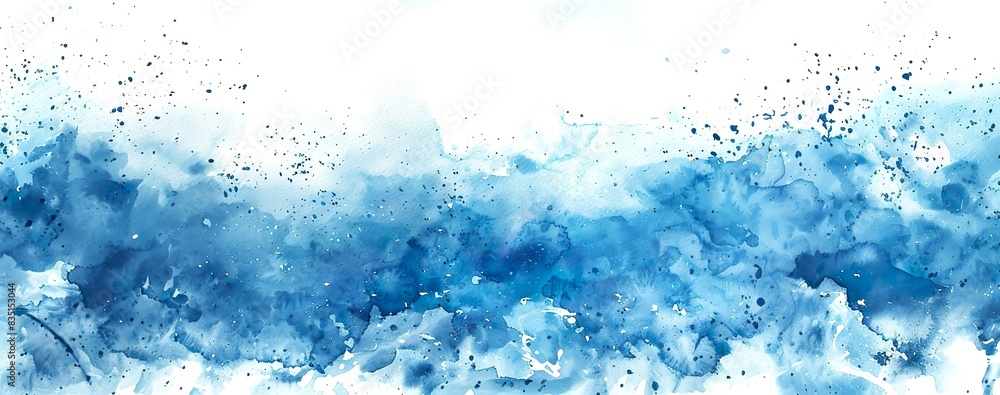Blaue Kleckse aus Wasserfarbe, Aquarell Blaue Kleckse aus Wasserfarbe, Aquarell