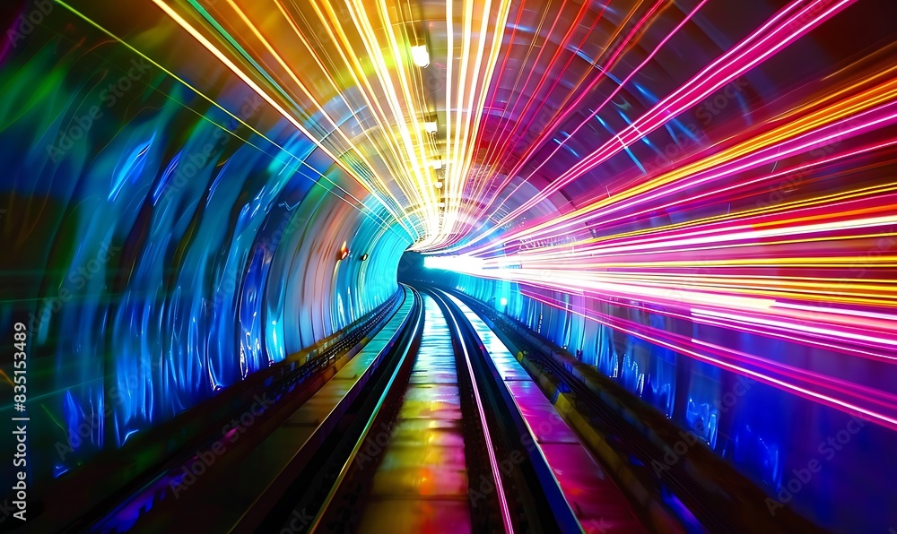 Colorful light exposure in a tunnel Colorful light exposure in a tunnel