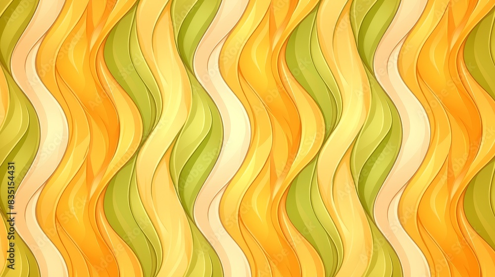 Yellow and Green Wavy Stripes Pattern