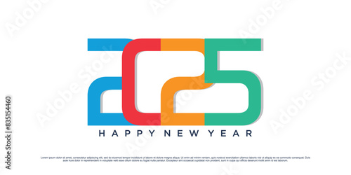 Happy new year 2025 design logo text vector illustration new year celebration concept