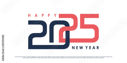 Happy new year 2025 design logo text vector illustration new year celebration concept
