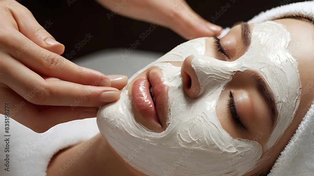Woman receiving a facial massage Woman receiving a facial massage