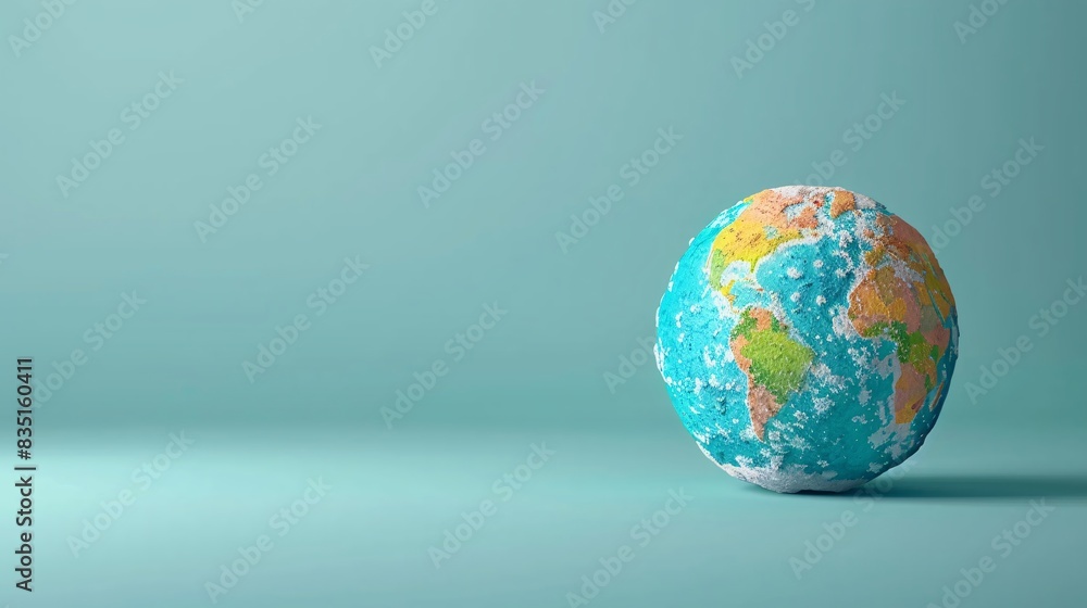 A colorful globe model on a pastel background, representing world geography, global connection, and environmental conservation. 3D Illustration. A colorful globe model on a pastel background, representing world geography, global connection, and environmental conservation. 3D Illustration.