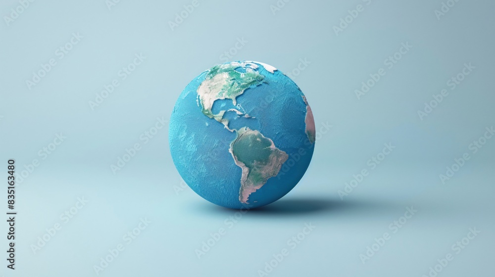 A realistic 3D model of Earth showcasing the continents and oceans on a light blue background, perfect for global and educational concepts. 3D Illustration. A realistic 3D model of Earth showcasing the continents and oceans on a light blue background, perfect for global and educational concepts. 3D Illustration.