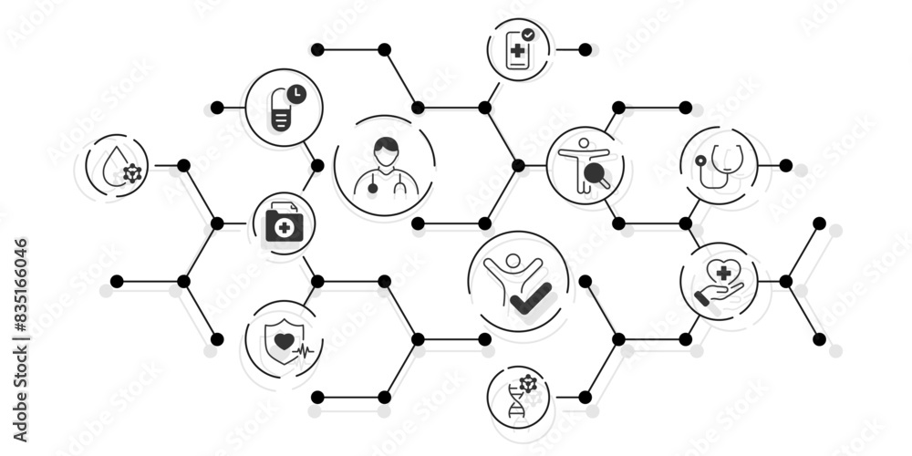Medical icons creat network illustration Medical icons creat network illustration