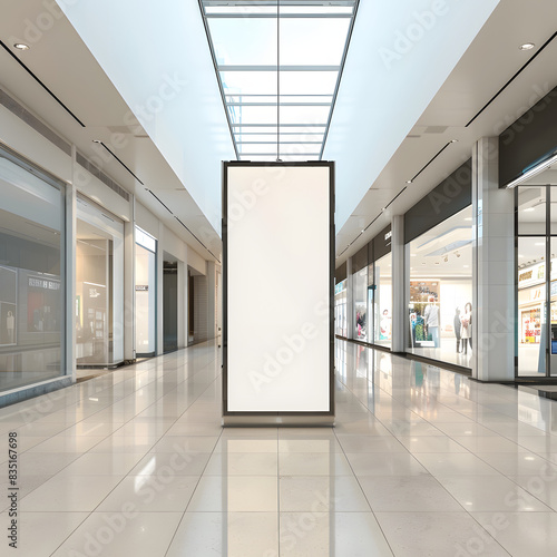 Digital advertisiment in shopping mall mockup blank billboards located in shopping malls or retail stores useful for your advertising with clipping paths : isolated on white background, hyperrealism,  photo