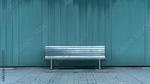 Contemporary Calm: A Metallic Bench in a Serene Urban Setting