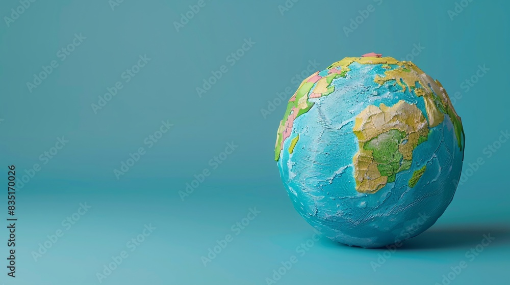 Colorful globe showing continents on blue background. Perfect for geography, travel, education, and global concepts. 3D Illustration. Colorful globe showing continents on blue background. Perfect for geography, travel, education, and global concepts. 3D Illustration.