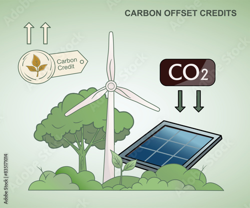 The vector about of carbon offset credits is to mitigate climate change by balancing out emissions. 